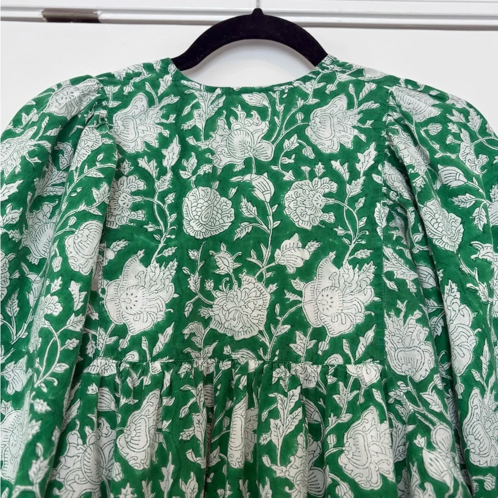 Mille Daisy Dress Size Medium Green Zinnia Print Tassels - Picture 11 of 12